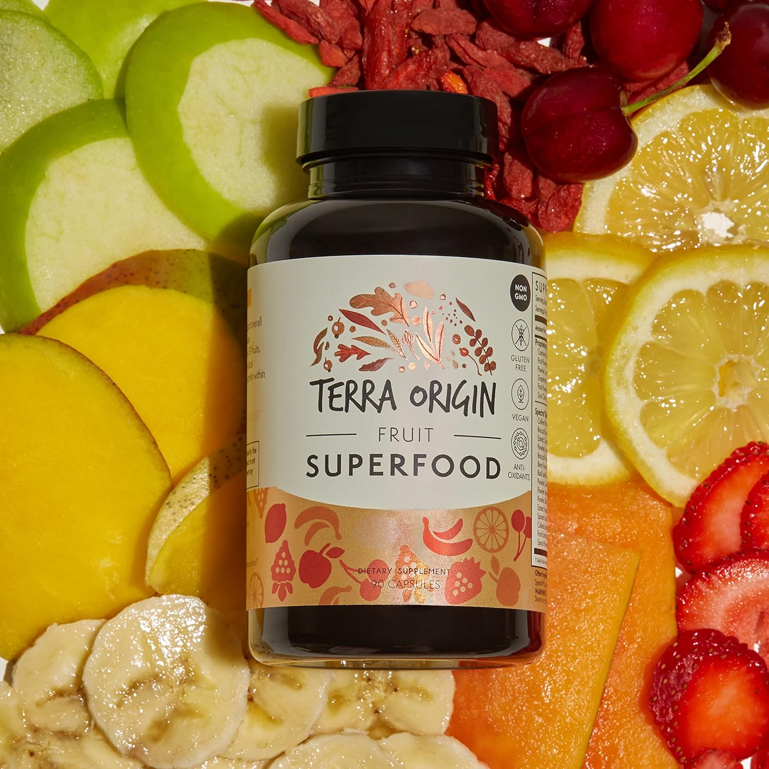 Energy-Boosting Fruit Superfood Supplements | 90 Capsules | Non GMO, Gluten Free | for Adults and Women by TERRA ORIGIN