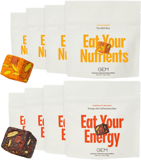 Energy-Boosting GEM Bite Daily Multivitamin Bites | 28 Servings | 20+ Whole-Food Vitamins & Minerals | Non-Habit Forming