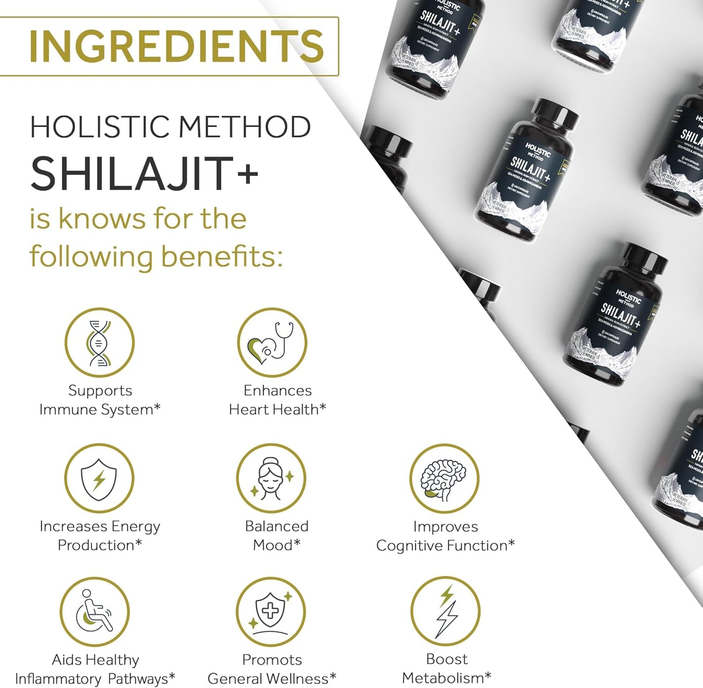 Energy-Boosting Himalayan Shilajit Capsules with Sea Moss & Ashwagandha - 120 Resin Capsules for Men & Women - Immune Support & Vitality Boost