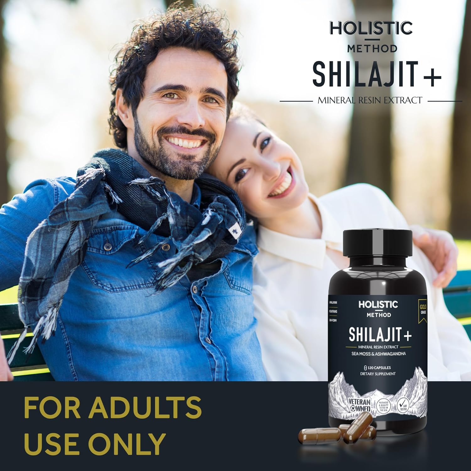 Energy-Boosting Himalayan Shilajit Capsules with Sea Moss & Ashwagandha - 120 Resin Capsules for Men & Women - Immune Support & Vitality Boost
