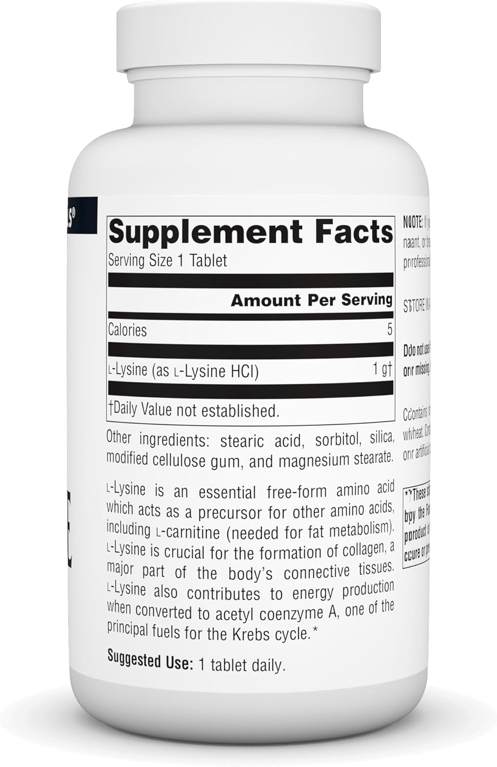 Energy-Boosting L-Lysine Free Form Amino Acid Supplement - Supports Collagen Production - 100 Tablets