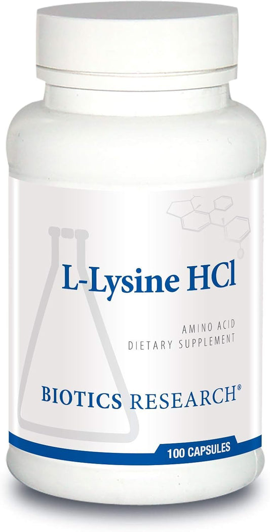 Energy-Boosting L Lysine HCI Amino Acid Supplement by Biotics Research - Supports Immunity & Calcium Absorption - 100 Capsules