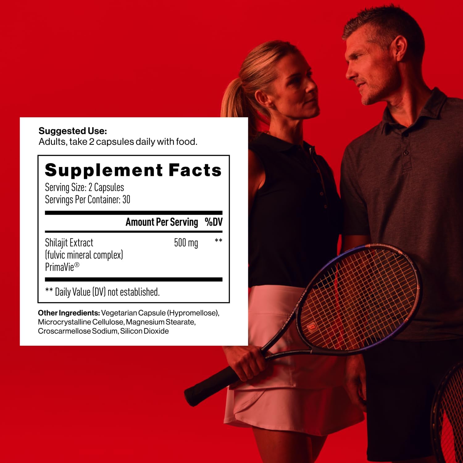 Energy-Boosting Shilajit Capsules for Men - 30 Servings, Immune Support - 60 Capsules