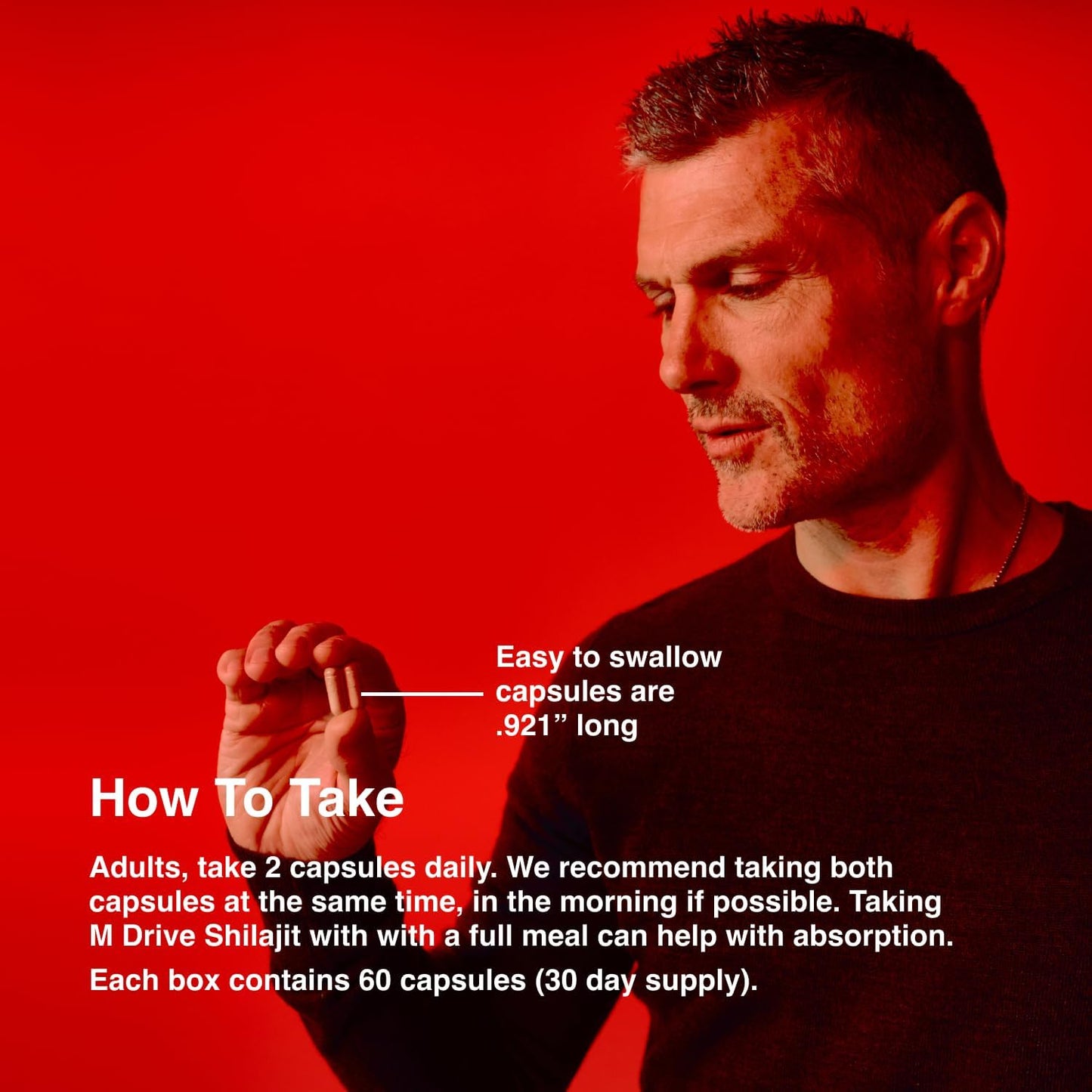 Energy-Boosting Shilajit Capsules for Men - 30 Servings, Immune Support - 60 Capsules