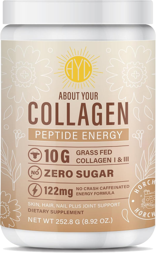 Energy Collagen Powder with Caffeine, Vitamin C, Biotin & Hyaluronic Acid for Hair, Skin & Nails - 8.92 oz (Horchata)