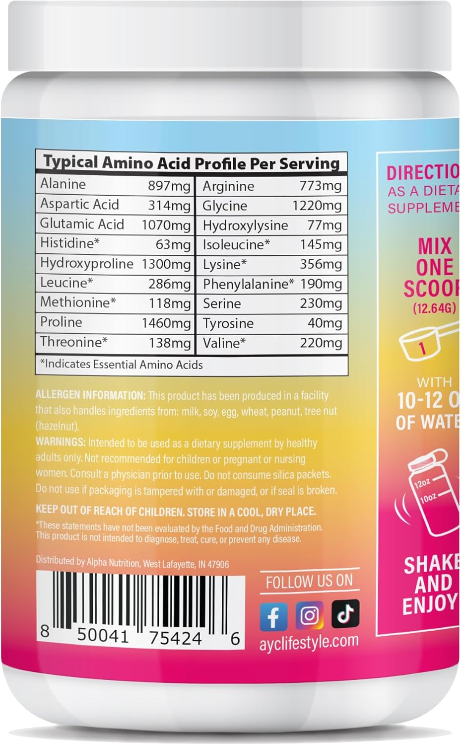 Energy Collagen Powder with Caffeine, Vitamin C, Biotin & Hyaluronic Acid - Hair, Nail, Skin Support - Type I & III - Strawberry Banana Flavor - 8.92 oz