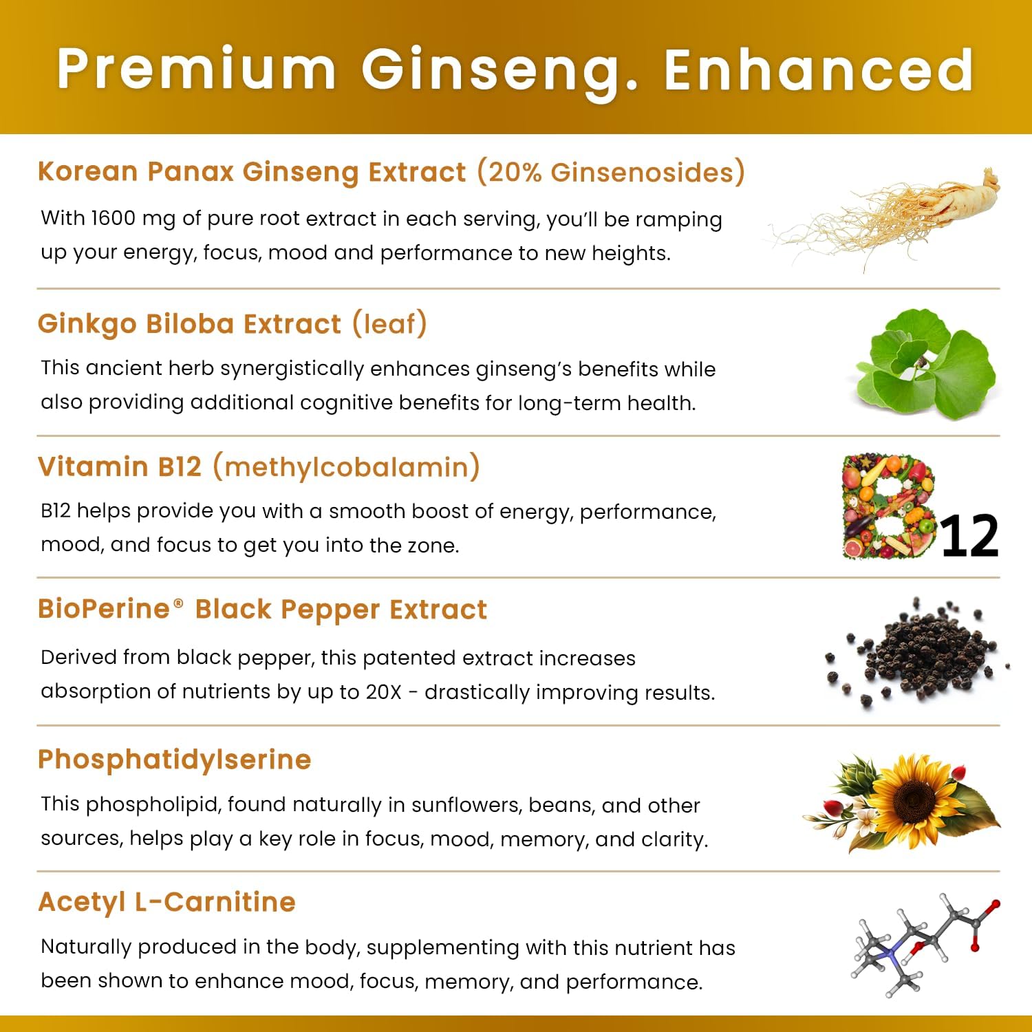 Energy, Focus, and Stamina Support Bundle with Ginseng Gold & Korean Red Panax Ginseng - NutraChamps Duo