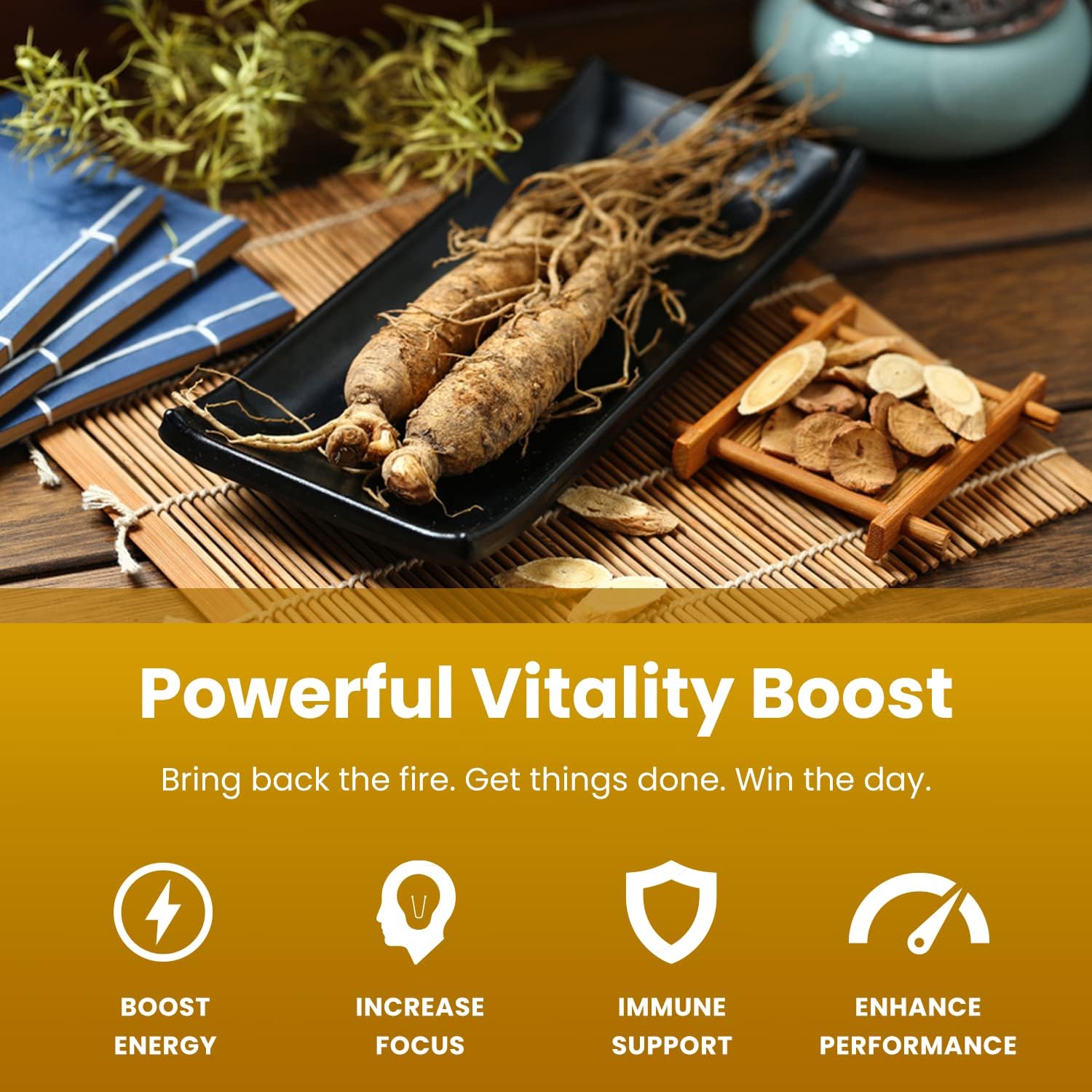 Energy, Focus, and Stamina Support Bundle with Ginseng Gold & Korean Red Panax Ginseng - NutraChamps Duo