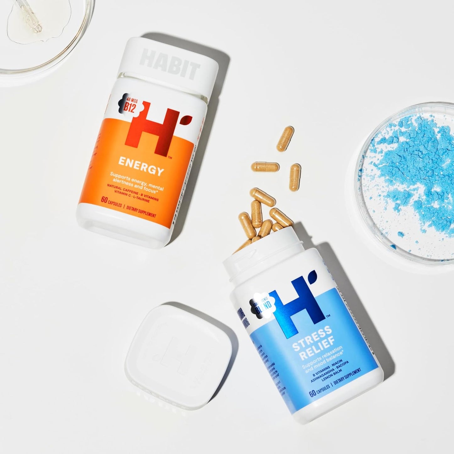 Energy & Stress Relief Mood Bundle - 60 Capsules Each. Boost Alertness & Focus, Promote Relaxation & Mood Balance. Vegan & Non-GMO.