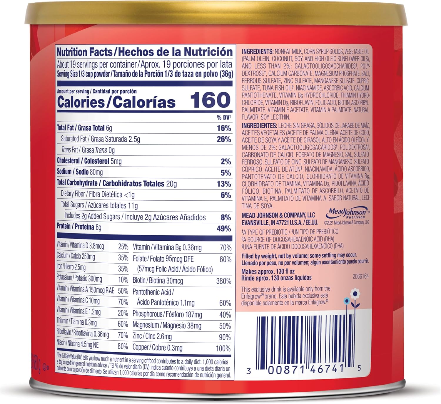 Enfagrow PREMIUM Toddler Nutritional Drink with Real Milk, Omega-3 DHA, Prebiotics, Non-GMO Powder - 24 Oz Can