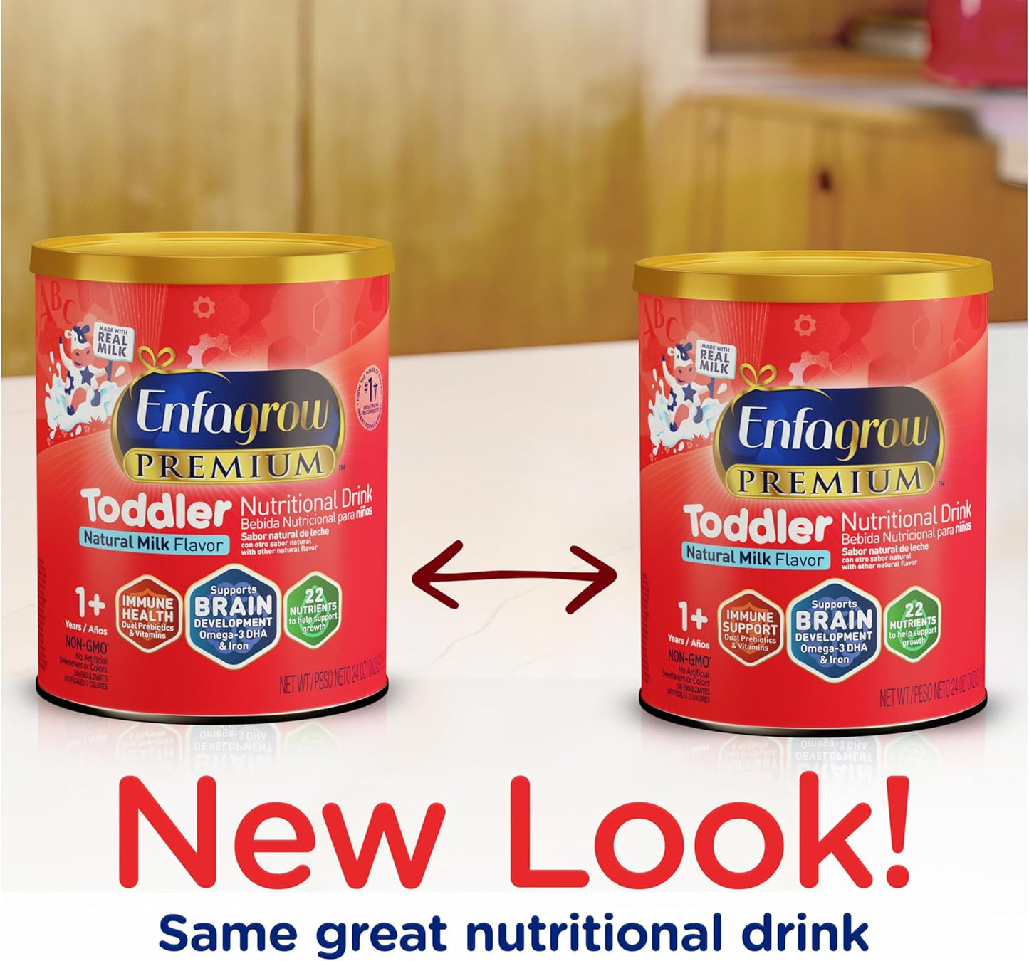 Enfagrow PREMIUM Toddler Nutritional Drink with Real Milk, Omega-3 DHA, Prebiotics, Non-GMO Powder - 24 Oz Can