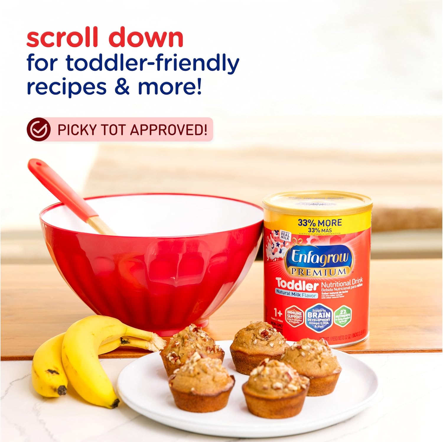 Enfagrow PREMIUM Toddler Nutritional Drink with Real Milk, Omega-3 DHA, Prebiotics, Non-GMO Powder - 24 Oz Can