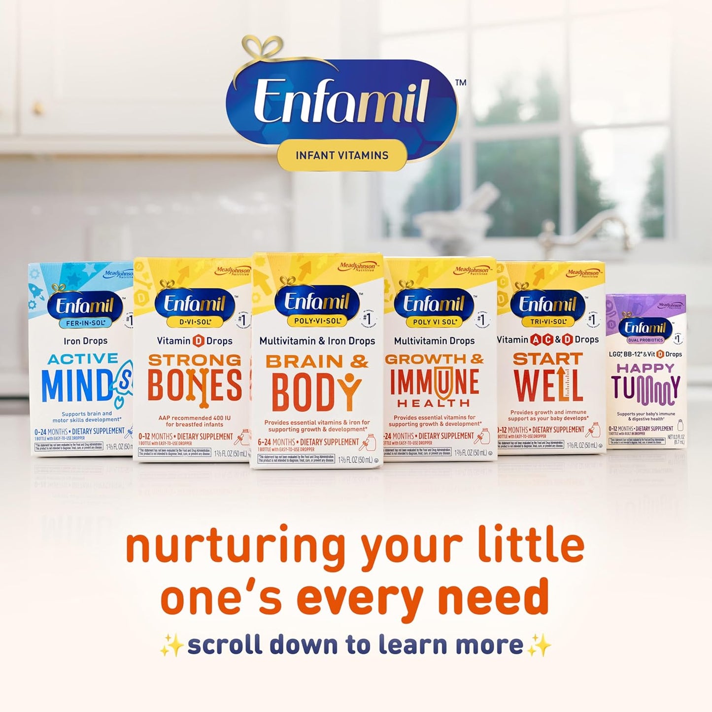 Enfamil Prenatal Vitamins & Iron Drops for Babies: Poly-Vi-Sol & Fer-in-Sol Liquid Multivitamin Supplements, 2x50mL