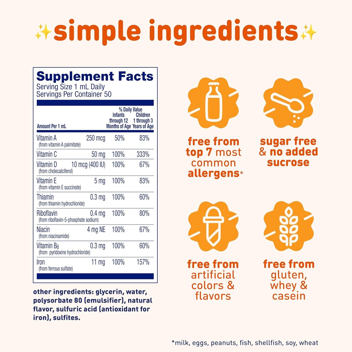 Enfamil Prenatal Vitamins & Iron Drops for Babies: Poly-Vi-Sol & Fer-in-Sol Liquid Multivitamin Supplements, 2x50mL