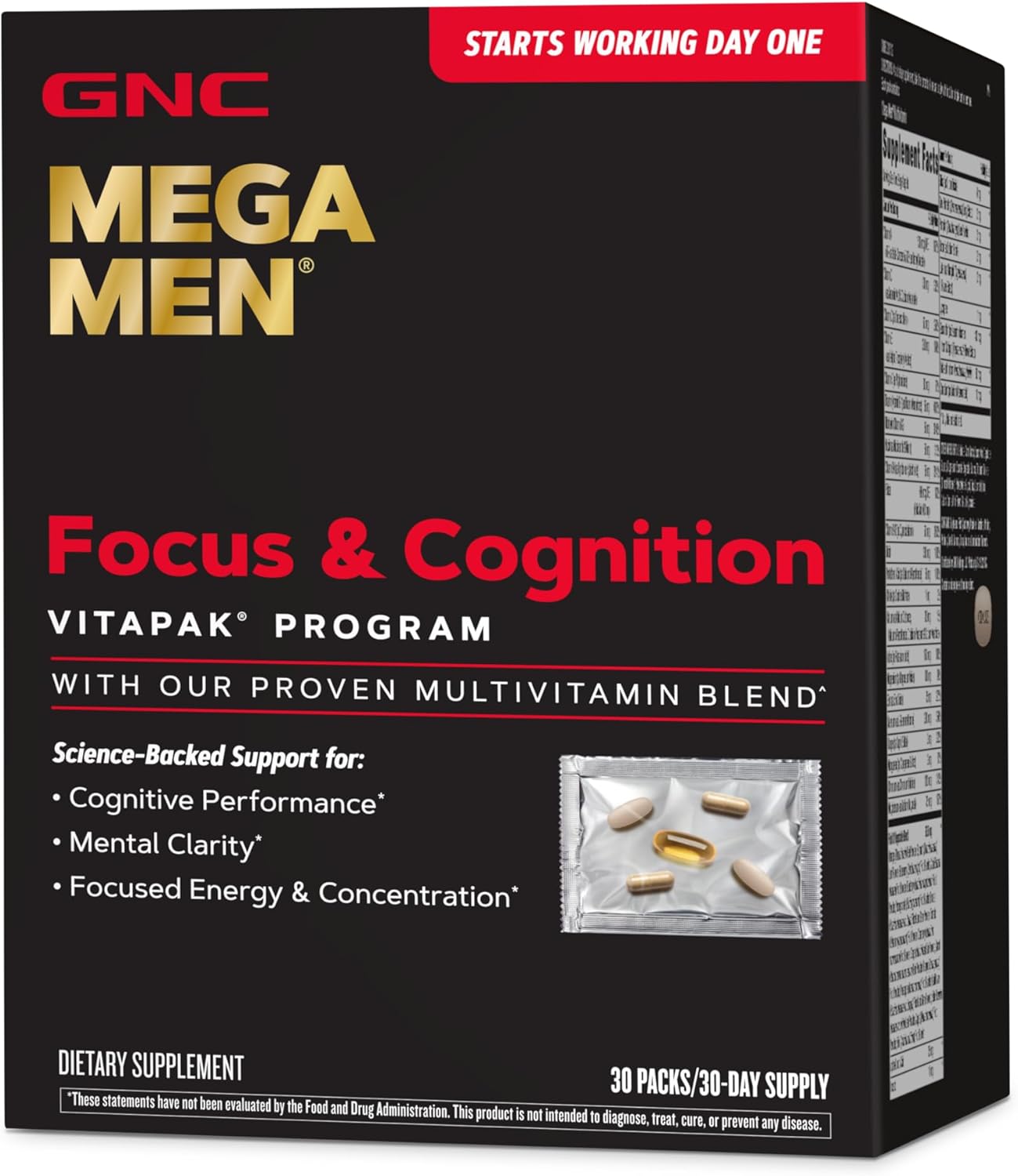 Enhance Focus & Cognition with GNC Mega Men Vitapak Program - 30 Servings