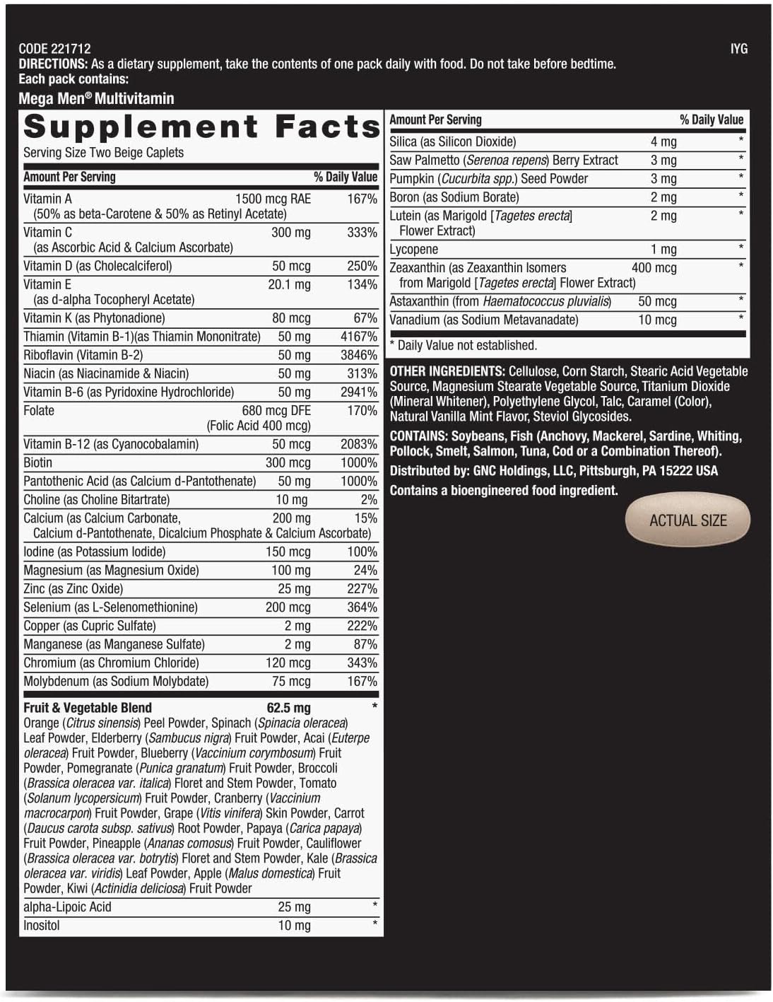 Enhance Focus & Cognition with GNC Mega Men Vitapak Program - 30 Servings