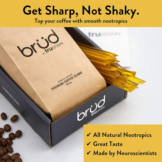Enhance Focus, Energy, and Clarity with TruBrain Nootropic Coffee Enhancer - Fast Absorbing Brain Boosters for Improved Memory and Productivity