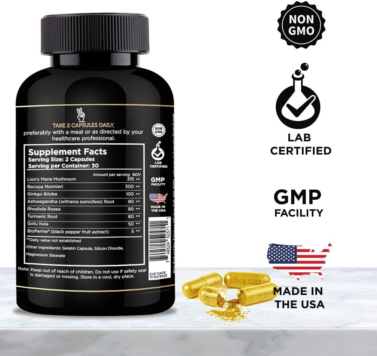 Enhance Memory & Focus with Solomon Wisdom Nootropic Supplement - 60 Capsules for Improved Concentration & Clarity