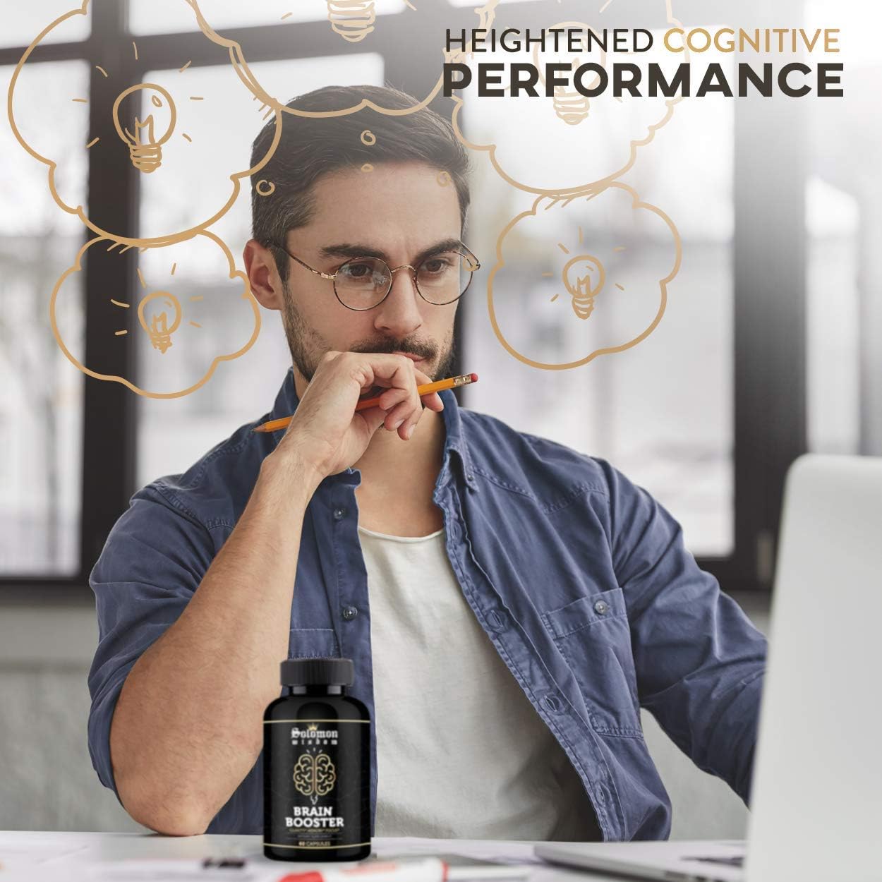 Enhance Memory & Focus with Solomon Wisdom Nootropic Supplement - 60 Capsules for Improved Concentration & Clarity