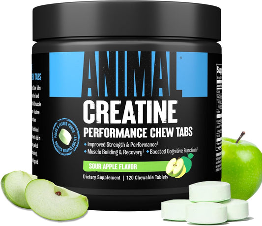 Enhanced Green Apple Creatine Chews Tablets with AstraGin for Improved Absorption and Sea Salt for Added Pumps