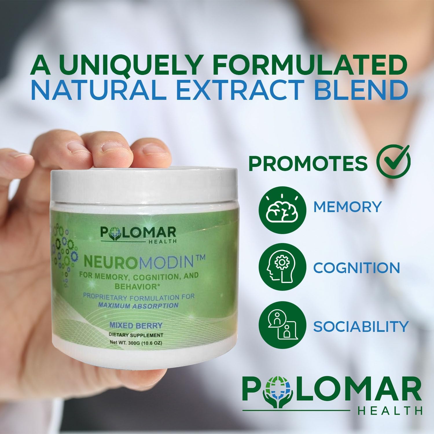 Enhanced Memory & Focus Supplement with Neuromodin Piperine Powder & Japanese Knotweed for Brain Health & Cognition (300mg)