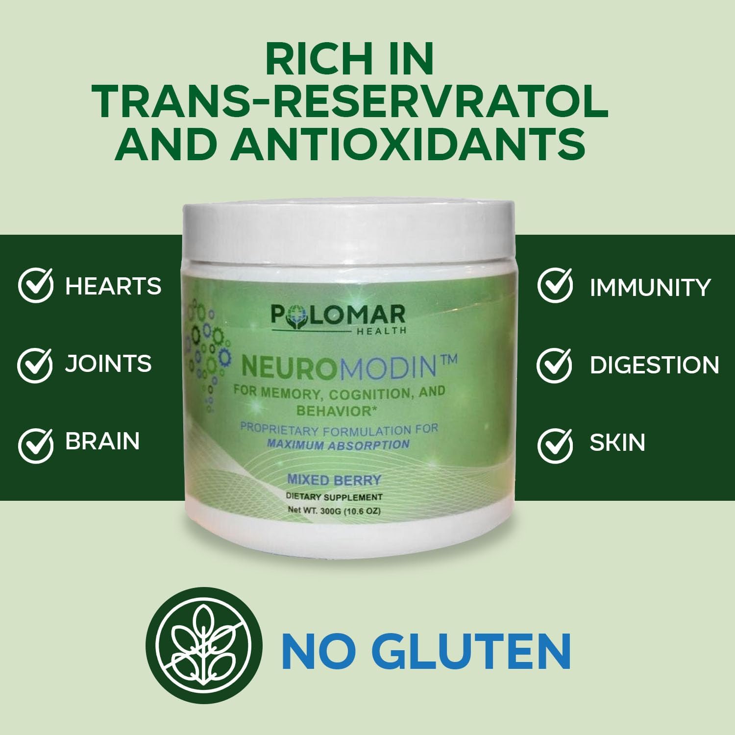 Enhanced Memory & Focus Supplement with Neuromodin Piperine Powder & Japanese Knotweed for Brain Health & Cognition (300mg)