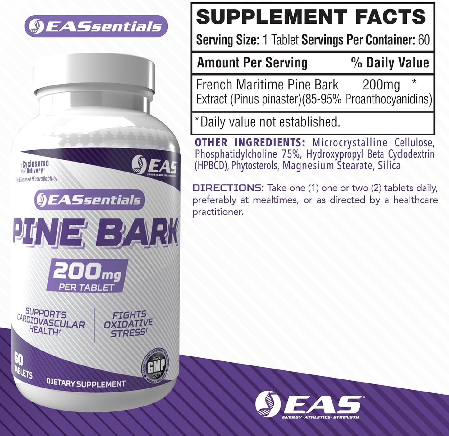 Enhanced Pine Bark Extract 200mg | Enhance Antioxidant Defense, Boost Immunity, Speed up Recovery | Improved Absorption with Cyclosome Technology | 60 Tablets