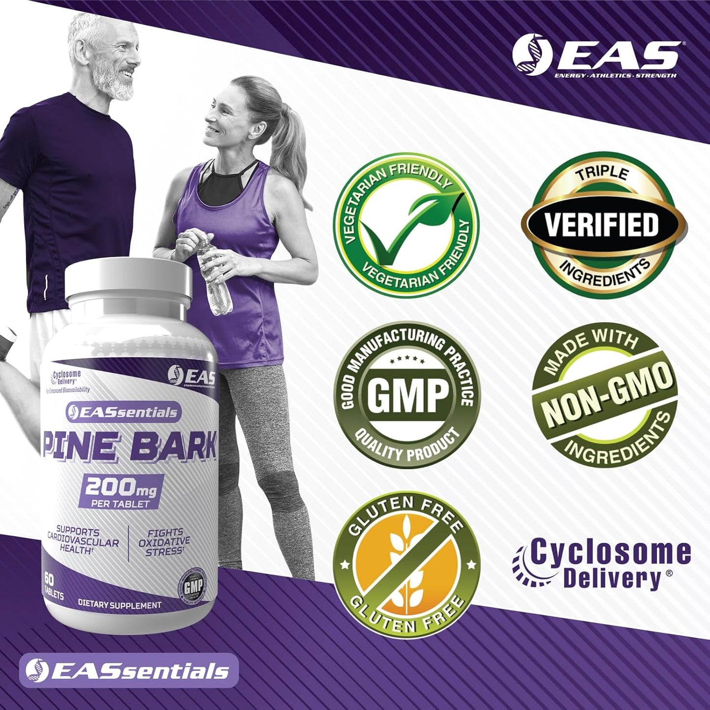 Enhanced Pine Bark Extract 200mg | Enhance Antioxidant Defense, Boost Immunity, Speed up Recovery | Improved Absorption with Cyclosome Technology | 60 Tablets