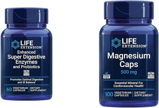 Enhanced Super Digestive Enzymes, Probiotics, Magnesium Capsules for Heart, Bone, Metabolism Support