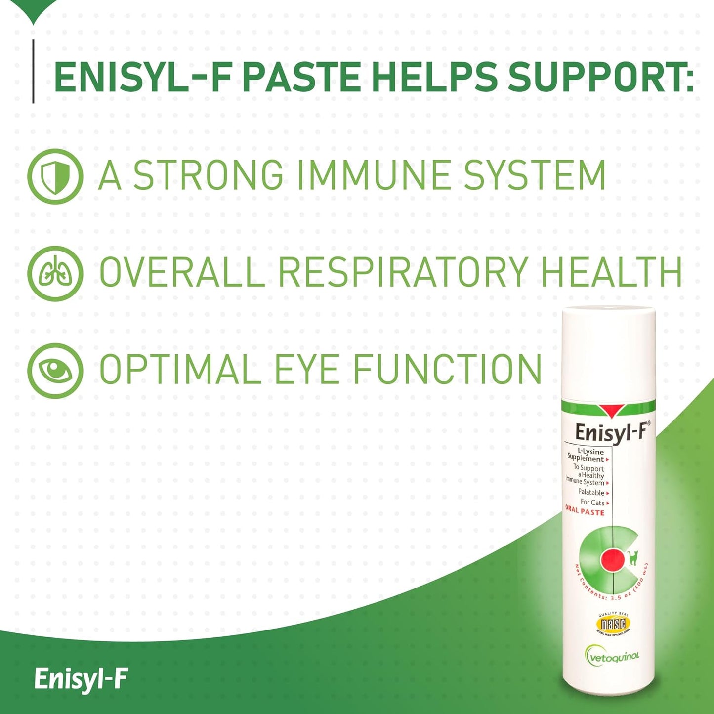 Enisyl-F L-Lysine Oral Paste for Cats - Tuna Flavor, 3.5oz Pump - Vetoquinol Supplement