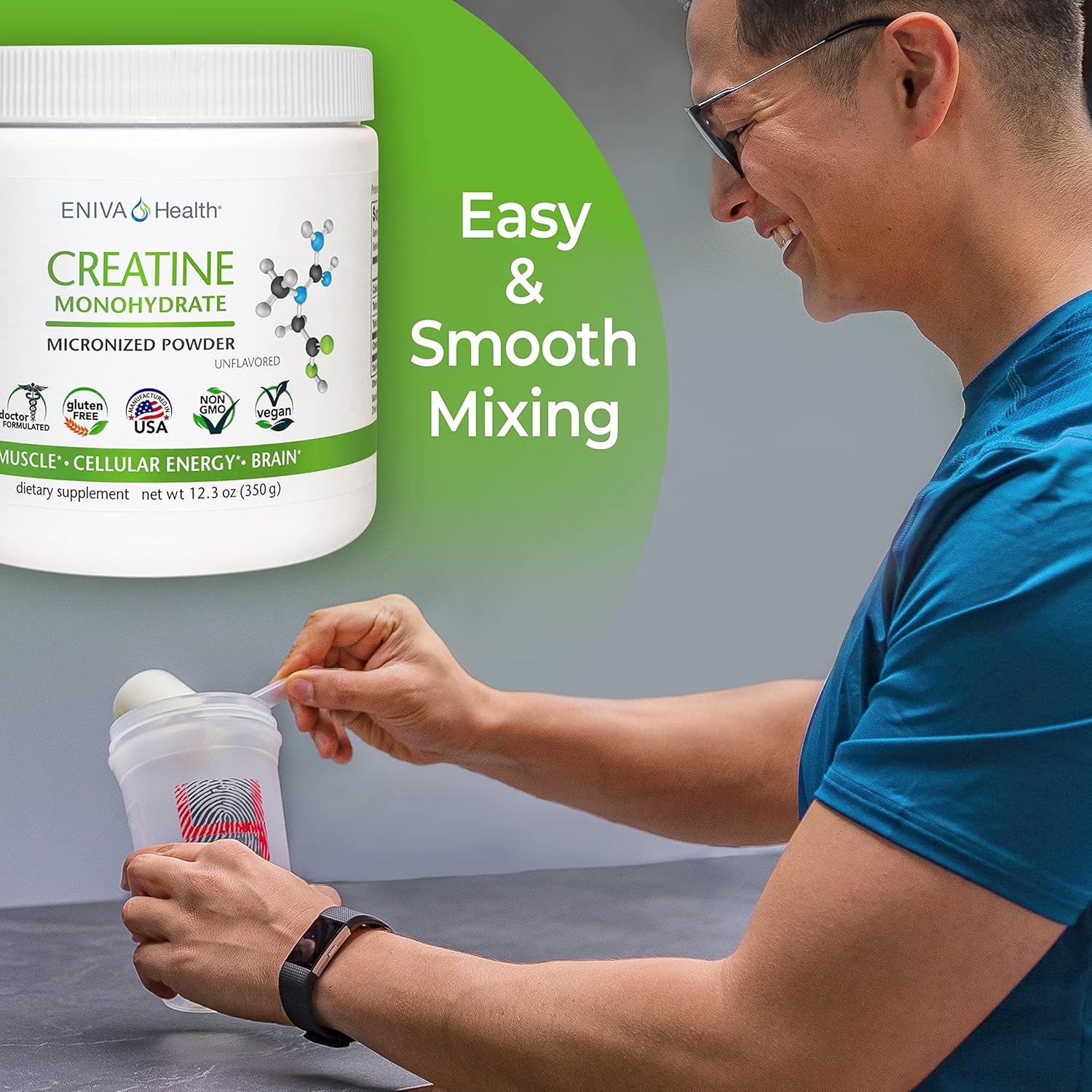 Eniva Health Creatine Monohydrate Powder - 5g, 7.9 oz - Muscle Support & Growth - Cellular Energy & Focus - Pharmaceutical Grade - 45 Servings