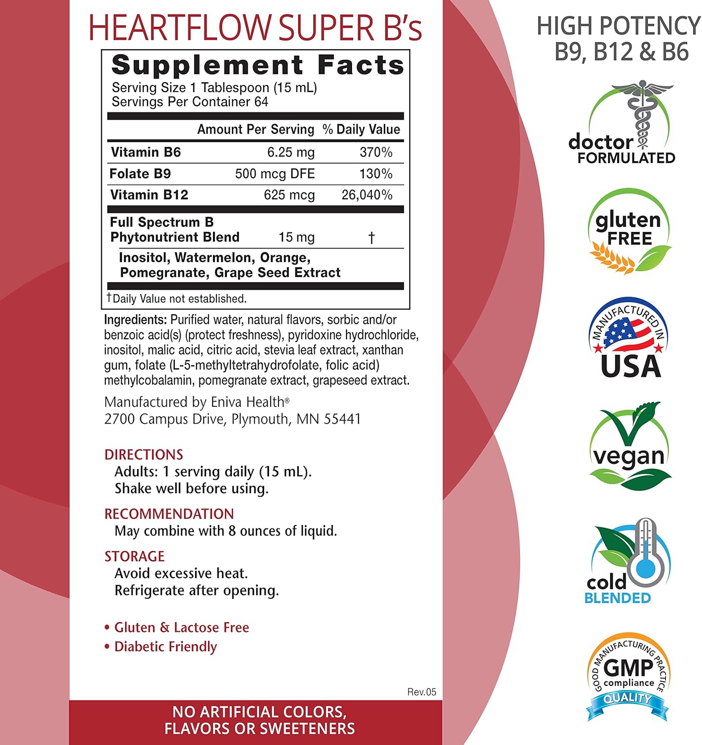 Eniva Health Heart Flow Super B's - 32oz Artery Care Formula for Heart and Blood Vessels
