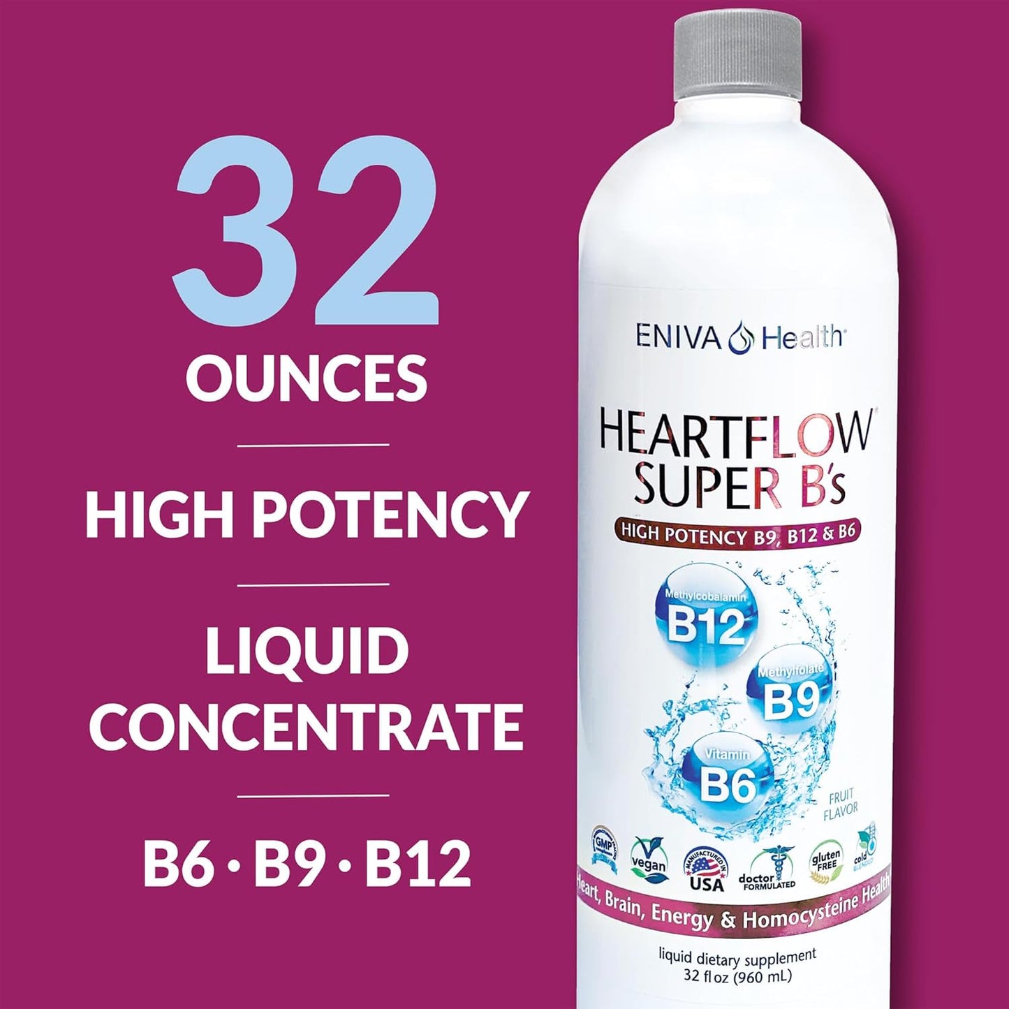 Eniva Health Heart Flow Super B's - 32oz Artery Care Formula for Heart and Blood Vessels