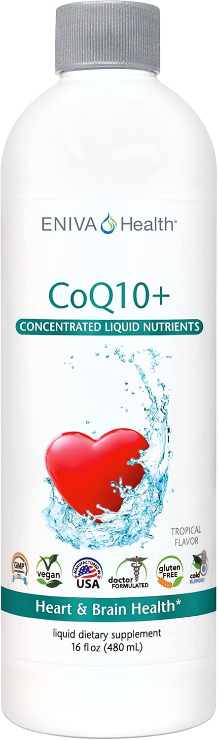 Eniva Health Liquid CoQ10 100mg (16oz) with L-Carnitine, Vitamin C, and Lecithin - Gluten Free, Zero Sugar, Keto Friendly Formula