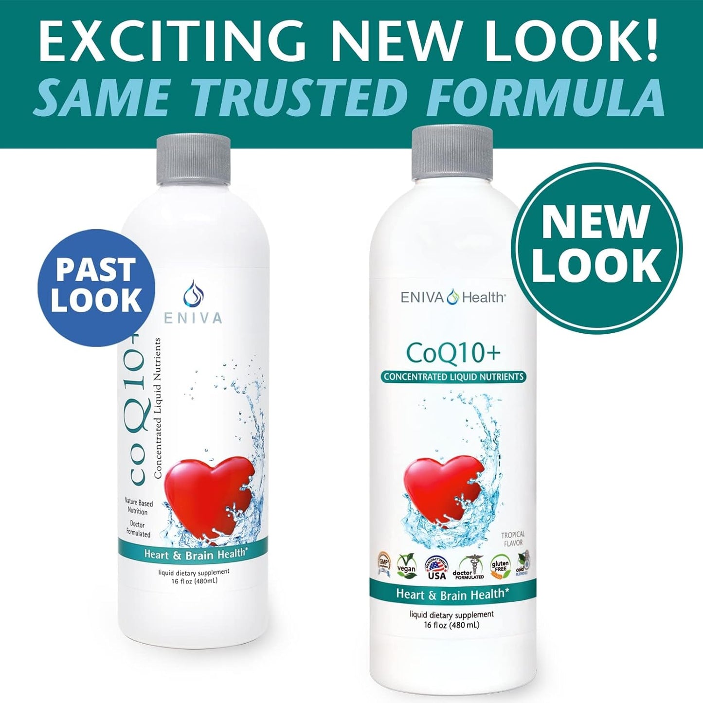 Eniva Health Liquid CoQ10 100mg (16oz) with L-Carnitine, Vitamin C, and Lecithin - Gluten Free, Zero Sugar, Keto Friendly Formula