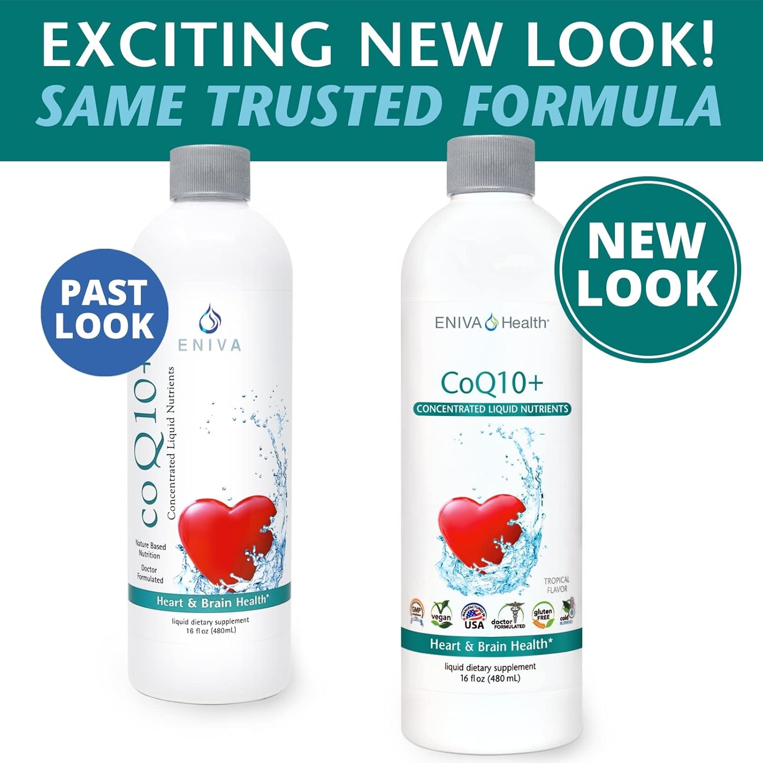 Eniva Health Liquid CoQ10 100mg (16oz) with L-Carnitine, Vitamin C, and Lecithin - Gluten Free, Zero Sugar, Keto Friendly Formula