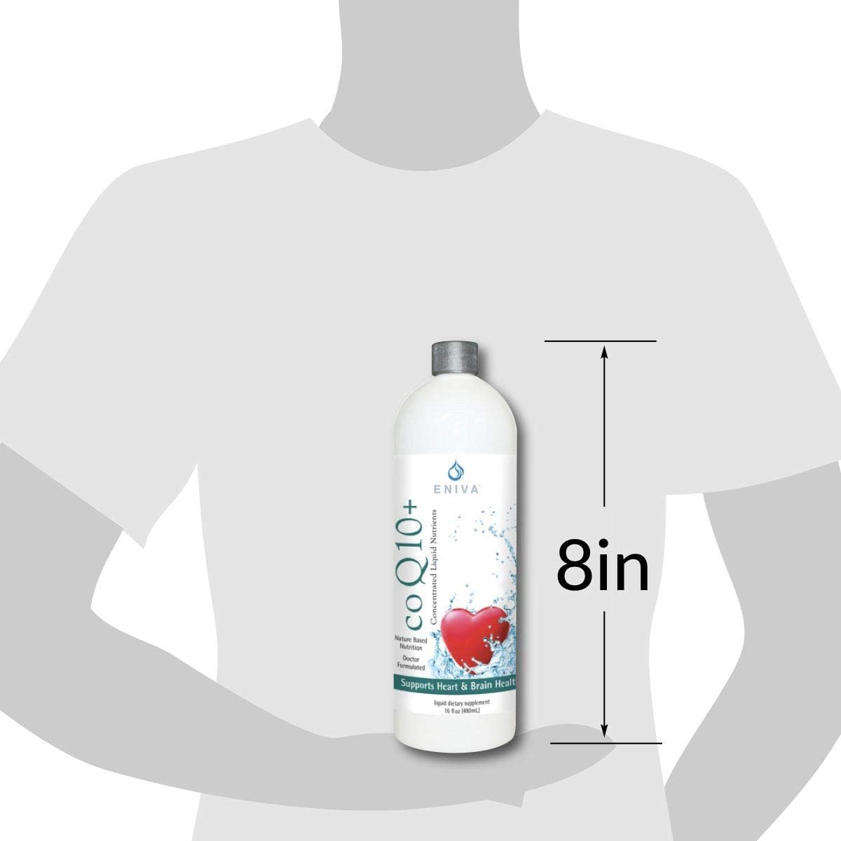Eniva Health Liquid CoQ10 100mg (16oz) with L-Carnitine, Vitamin C, and Lecithin - Gluten Free, Zero Sugar, Keto Friendly Formula