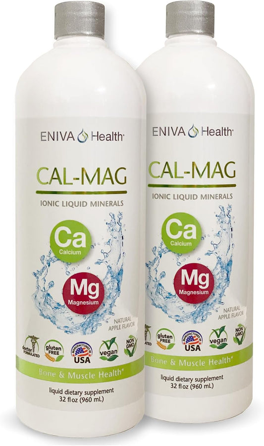 Eniva Health Liquid Ionic Calcium Magnesium Supplement for Strong Bones, Hair, Nails, and Body - Doctor Formulated, Zero Calories, Zero Sugar - 64 oz