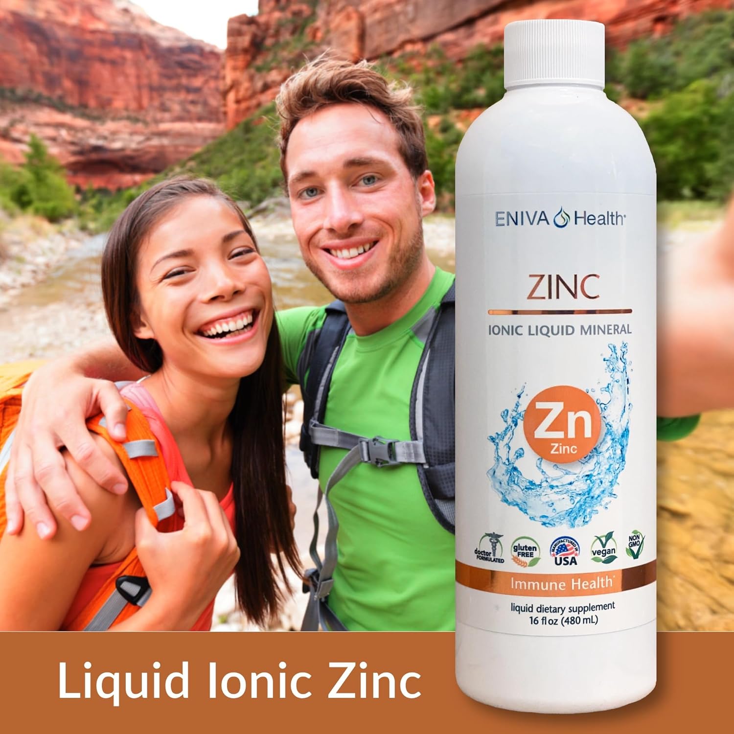 Eniva Health Liquid Ionic Zinc Supplement 16oz - Boost Immune System, Support Vision & Skin - Doctor Formulated, Zero Calories & Sugar - Ideal for Low-Carb, Keto & Fighting Flu