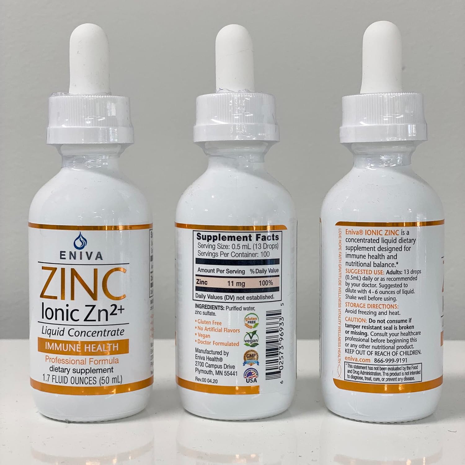 Eniva Health Liquid Zinc Supplement - Ultra Concentrated Drops for Immune Health - 1.7 oz.
