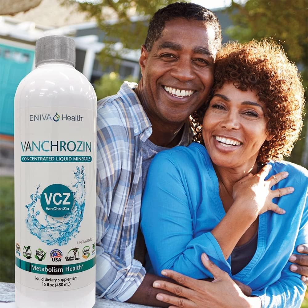 Eniva Health VANCHROZIN Liquid Ionic Minerals Supplement - Vanadium, Chromium, Zinc - Diabetic Friendly - 16 Fl Oz, 96 Servings