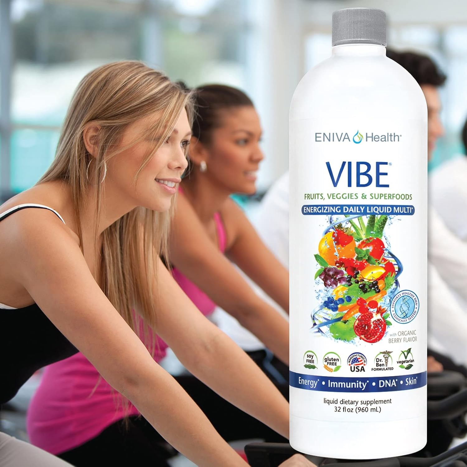 Eniva Health Vibe Liquid Multivitamin Mineral Supplement with Amino Acids - Fruits & Veggies, Doctor Formulated, 32 oz Bottle, USA Made