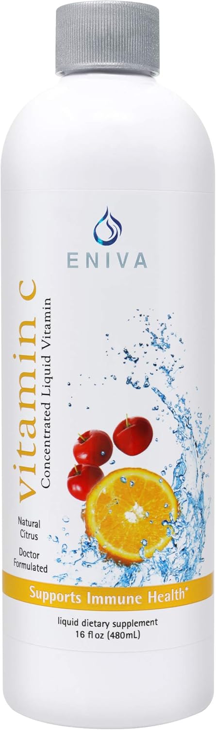 Eniva Liquid Vitamin C Immune Formula Orange Citrus Flavor | Acerola Berries & Orange | Sugar Free | Keto | 2 Month Supply