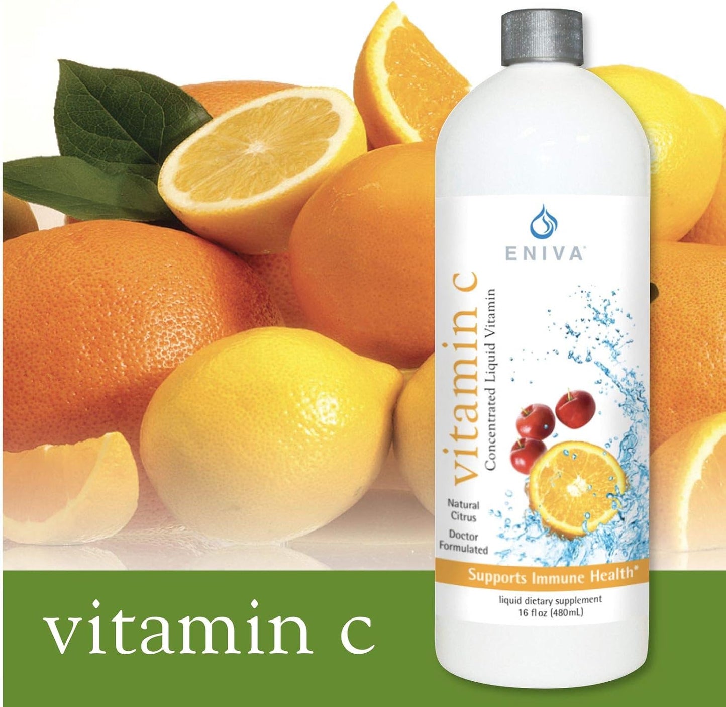 Eniva Liquid Vitamin C Immune Formula Orange Citrus Flavor | Acerola Berries & Orange | Sugar Free | Keto | 2 Month Supply