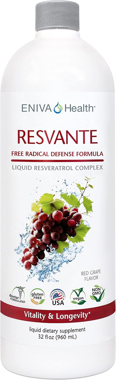 Eniva ResVante Liquid Resveratrol Supplement - Highest Potency Anti-Aging Formula - 32 Ounce Bottle