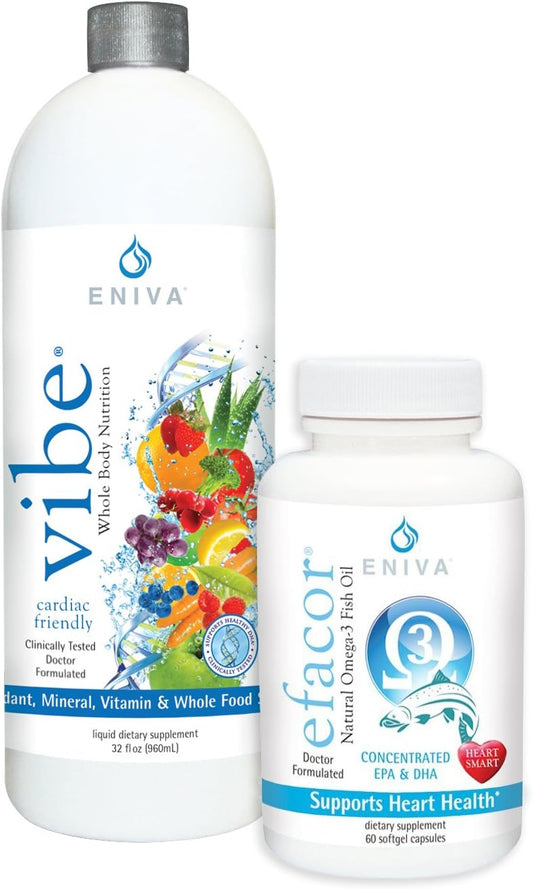 Eniva Vibe Fruit & Veggie Liquid Multi Vitamin with Omega 3s - Full Spectrum Daily Minerals Combo Pack