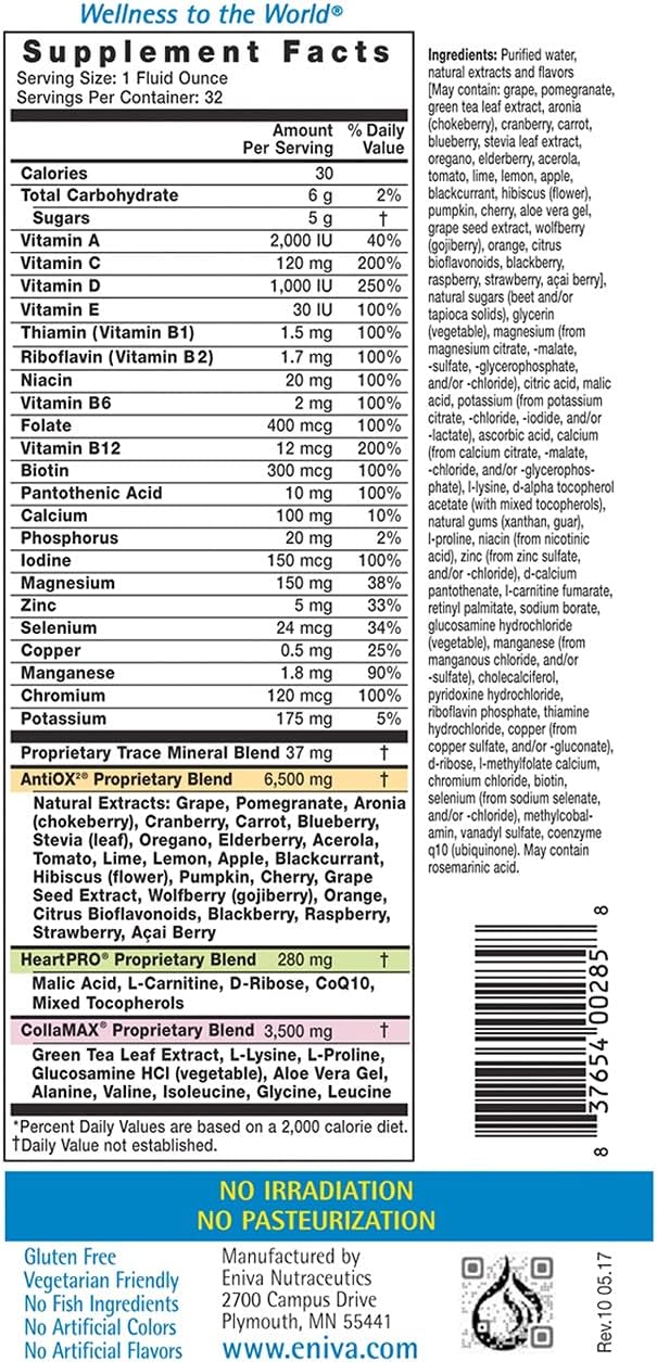 Eniva Vibe Fruit & Veggie Liquid Multi Vitamin with Omega 3s - Full Spectrum Daily Minerals Combo Pack