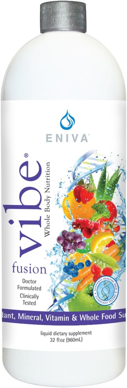 Eniva Vibe Fusion Liquid Multivitamin with Elderberry, Zinc, VIT C, and VIT D for Immunity and Energy Support in Chocolate Cherry Flavor - 32 oz Bottle
