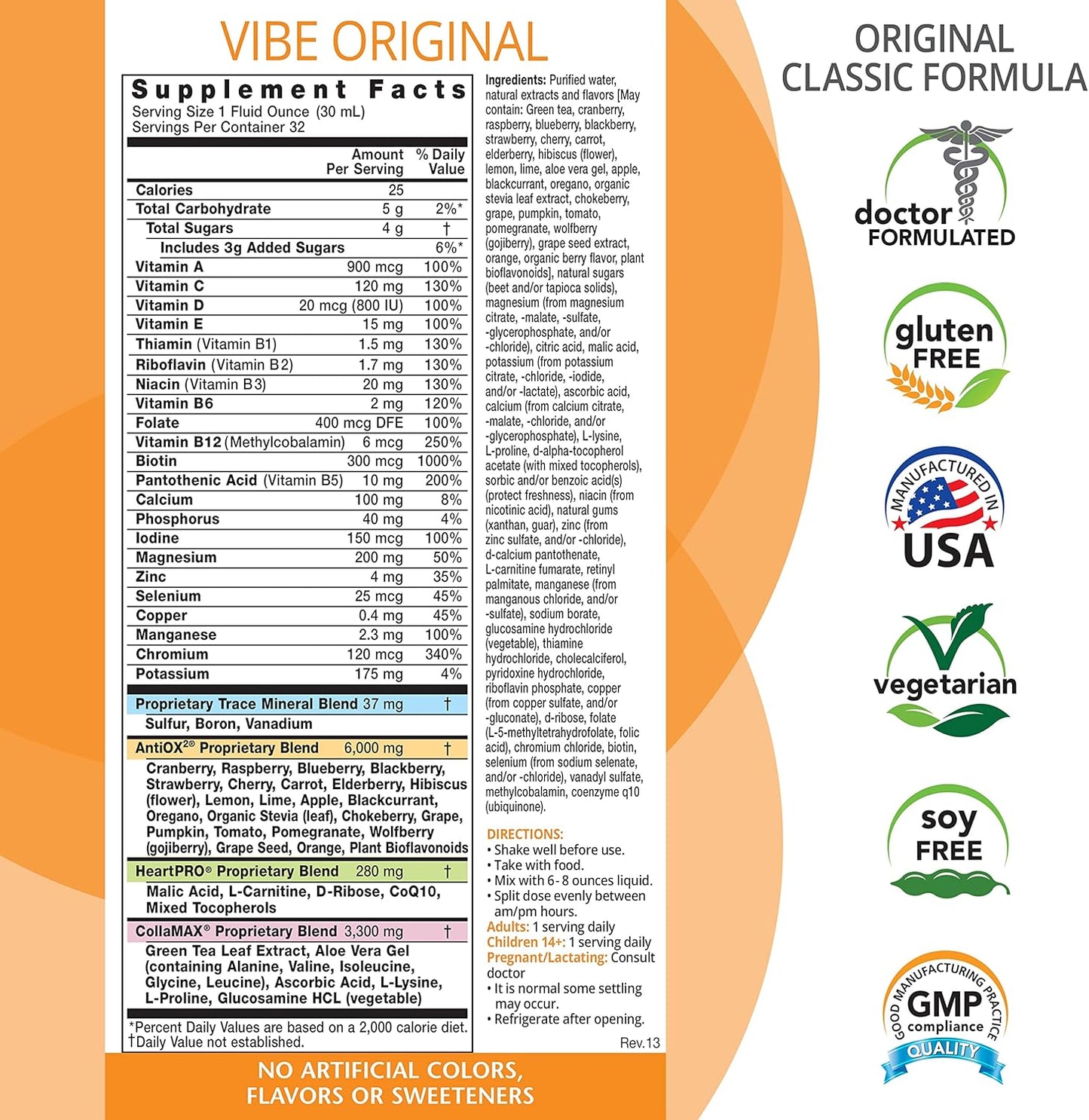 Eniva Vibe Original Liquid Mineral Supplement - Full Spectrum Multivitamin - Whole Body Nutrition - Doctor Formulated - 32 oz