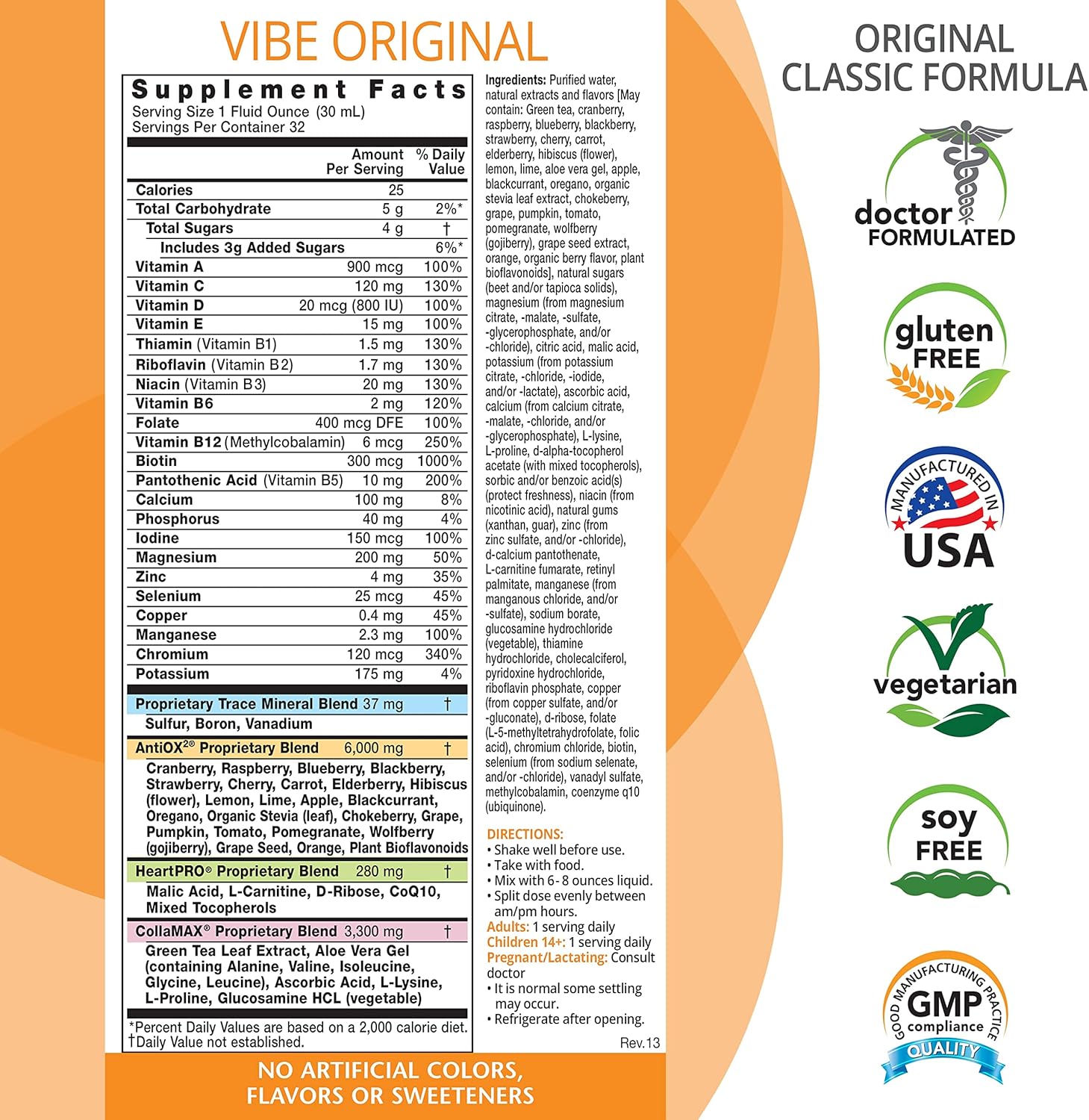 Eniva Vibe Original Liquid Mineral Supplement - Full Spectrum Multivitamin - Whole Body Nutrition - Doctor Formulated - 32 oz